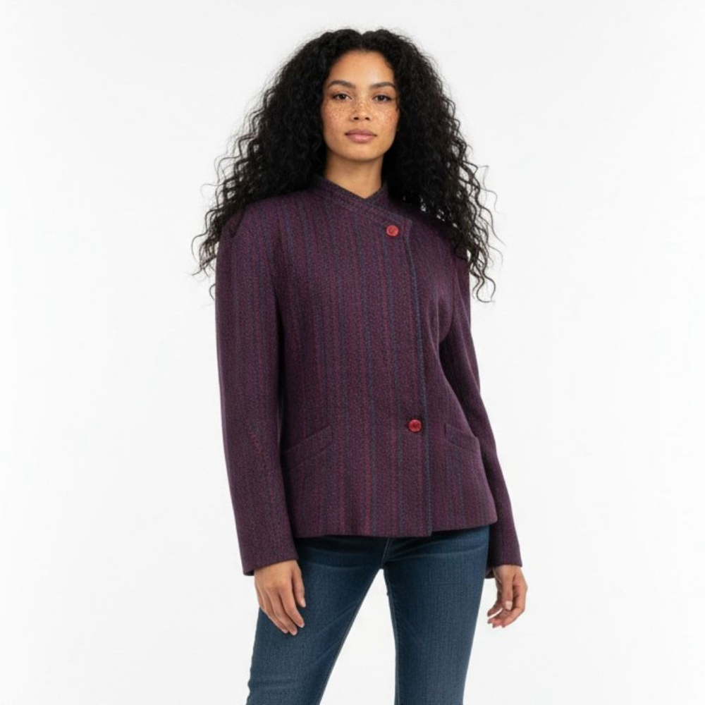 Mirta Del Pineto Vintage Wool Purple Blazer